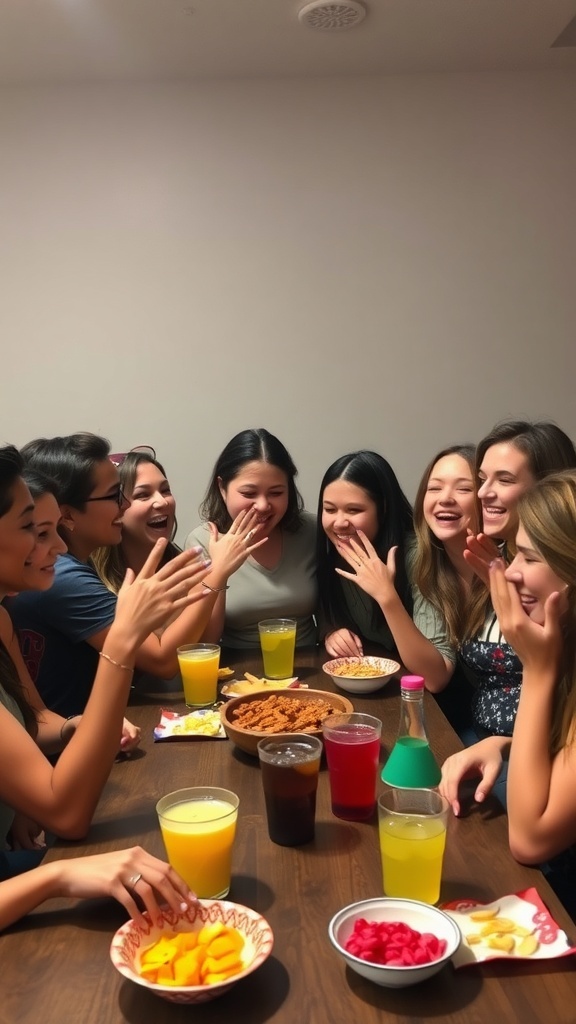 Friends enjoying a fun game of Say or Slap, filled with laughter and excitement.